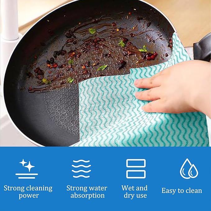 Disposable Kitchen Cleaning Towel Disposable Dish Cloths, Reusable Wipes Heavy Duty Cleaning Rags 50 Count/Pack