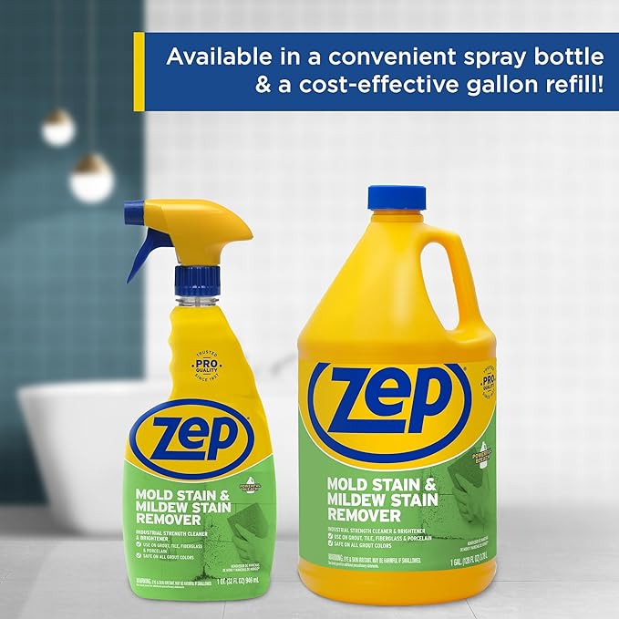 Zep Mold Stain and Mildew Stain Remover - 32 oz (Pack of 4) ZUMILDEW32 - Professional Strength No Scrub Formula