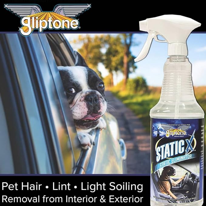 Gliptone Static X Static Eliminator, Removes Dust, Fingerprints, Pet Hair, Lint. Safe for use on Glass, Plastics, Metal and All Types of Fabrics, Computer Monitors, Mobile Devices (32 Fl Oz)