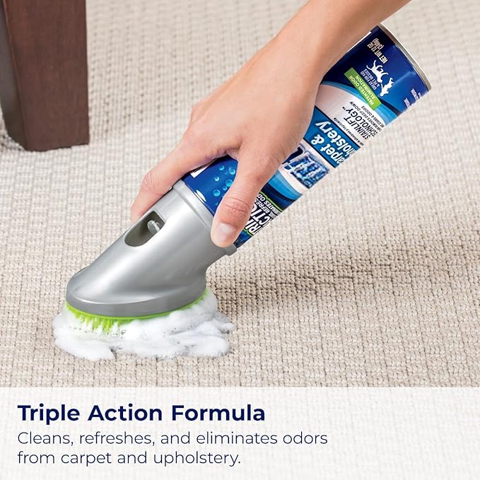 Woo-lite Carpet and Upholstery Foam Cleaner with Built-in Brush, Triple Action Stainlift Technology for Stairs, Fabrics, Pet Odors 12 oz