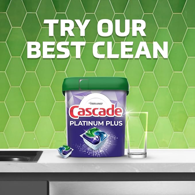 Cascade Platinum Plus ActionPacs Dishwasher Detergent Pods, Dishwasher Soap, Cleaning Supplies, Mountain, 62 Count