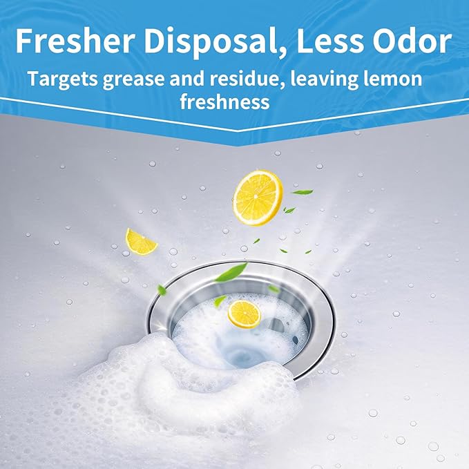Garbage Disposal Cleaner and Deodorizer Tablets 24 Pack, 1 Year Supply, Lemon Scent Foaming Disposal Cleaner, Sink Cleaner
