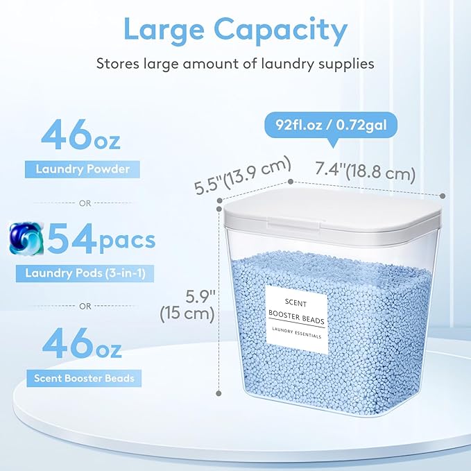Lifewit Laundry Pods Container with Pop-up Lid, Coffee Pod K Cup Storage, Laundry Room Organization, Dryer Sheet Holder for Washing Powder Detergent, 2700 ml/0.72gal, 5PCS
