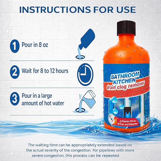 Drain Clog Remover, Liquid Plumber Drain Cleaner, Sink Cleaner Garbage Disposal and Deodorizer, Pipe Cleaners for Shower or Sink Drains, Professional Toilet Unclogs and Removes Hair, Blockage (2 pcs)
