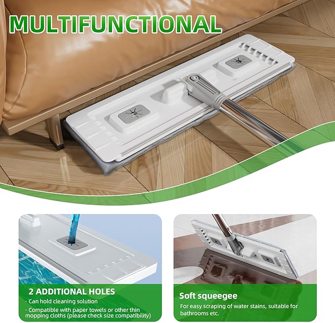 Mop and Bucket with Wringer Set: Wet Dry Separation System for Easy Floor Cleaning Rebound Head for Bathroom & Living Room Gift for Women