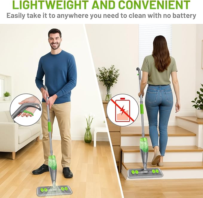 Spray Mop for Floor Cleaning - Wet Dry Hardwood Floor Mops with 3 Microfiber Washable Pads for Swiffer Powermop - Flat Mop with Sprayer for Tile Wood Laminate Vinyl Marble Kitchen