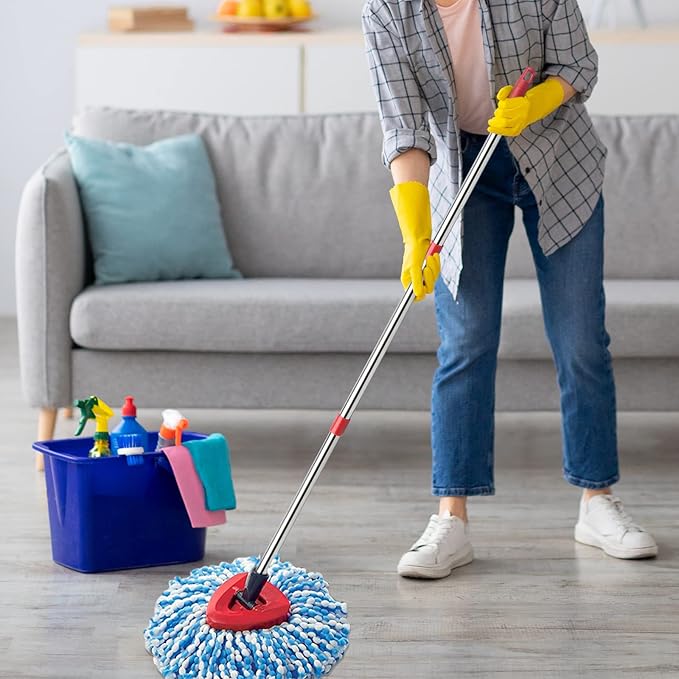 4-Section Spin Mop Replacement Handle, Mop Handle Compatible with Ocedar Spin Mop, 2.5-to-5 Foot Easy Cleaning Floor Mop Stick for Floor Cleaning