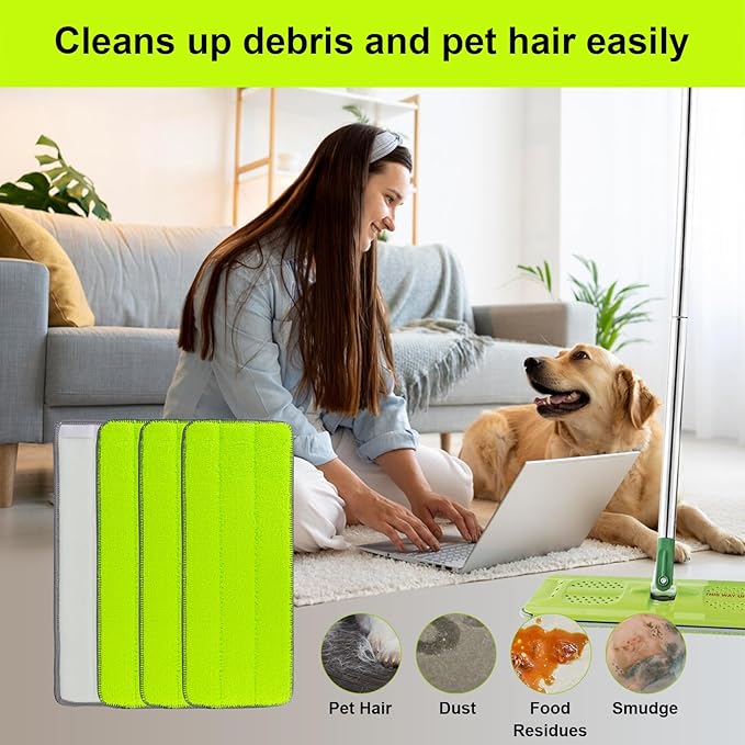 Replacement Microfiber Mop Pads for Libman Rinse 'n Wring Mop and Bucket System, Washable Reusable Wet & Dry Cleaning Refill Head for Multi-Surface Floor-12 Pack