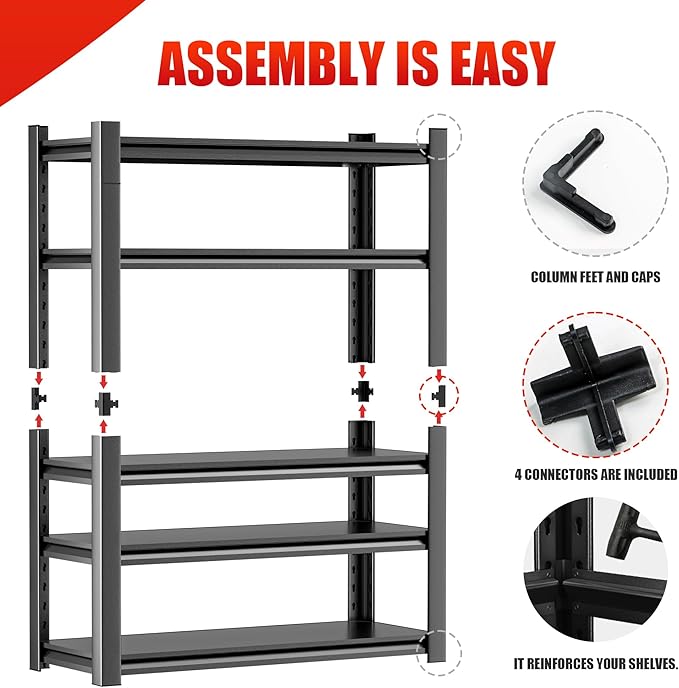 OLLRRACT Storage Shelving Rack - 5 Shelf Heavy Duty Garage Storage Shelf, Metal Shelving Organizer for Garage, Home, and Utility Rooms, Maximize Space with Easy Organization16 D x36 W x78 H