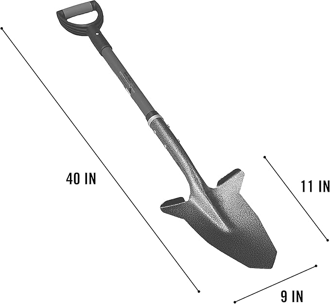 Spear Head Spade SHFD3 40" Lime Garden Spade Shovel - Gardening Shovel with a 9" x 11" Beveled Blade, Steel-Reinforced Fiberglass Long Handle & Cushioned D-Grip - Digging Spade for Planting