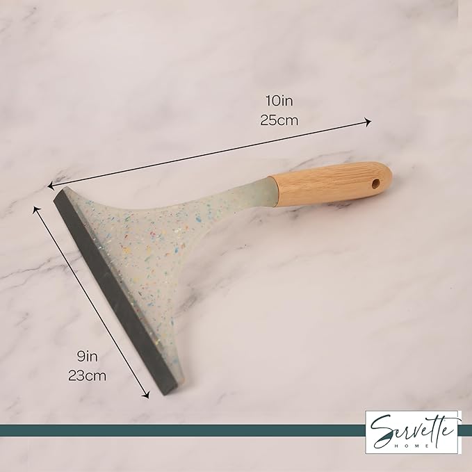 Household Squeegee with Wood or Bamboo Handle, Streak-Free Surface Cleaner, Water Removal Tool (Bamboo Handle)