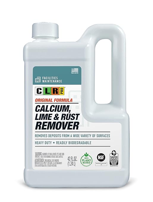 CLR PRO Calcium, Lime & Rust Remover - Quickly Removes Calcium and Lime Deposits, Stubborn Rust Stains, and Household Hard Water Deposits - 42 Ounce Bottle (Pack of 4)
