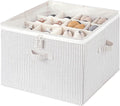 StorageWorks Shoe Organizer for Closet, Fits up to 16 Pairs, Shoe Cubby Storage Containers with Adjustable Dividers and Clear Cover, Khaki and Beige Stripes
