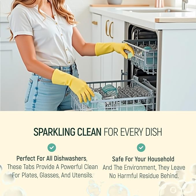 Natural Dishwasher Detergent Tablets - Plant Based Alternative Refill Pack Dishwashing Tabs - Eco-Friendly And Plastic Free Way To Cleaner Dishes - 30/60/90 Refills Dish Washer Soap Pods (30 Pack)