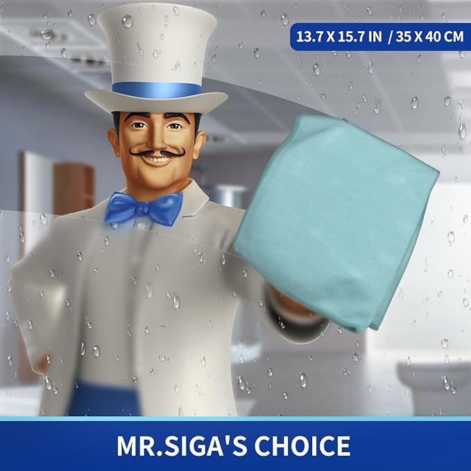 MR.SIGA Ultra Fine Microfiber Cloths for Glass, Pack of 12, 35 x 40cm 13.7" x 15.7"