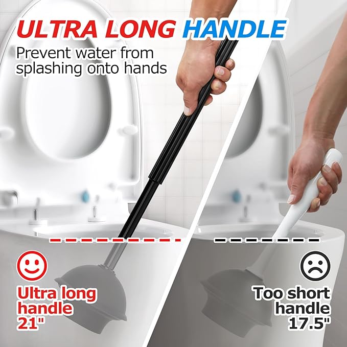 2Pack 2 in 1 Toilet Brush and Plunger Set,Toilet Bowl Brush Plunger Set,Toilet Brush Plunger Combo,Cleaning Brush,Cleaning Supplies,Groove Gap Brush,Bathroom Cleaning Tools