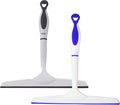 Superio Rubber Squeegee, 2 Pack, Streak Free All Purpose Window Squeegee, Comfort Grip Handle and Hanging Hook (Blue- Grey, 10 Inch- 2 Pack)