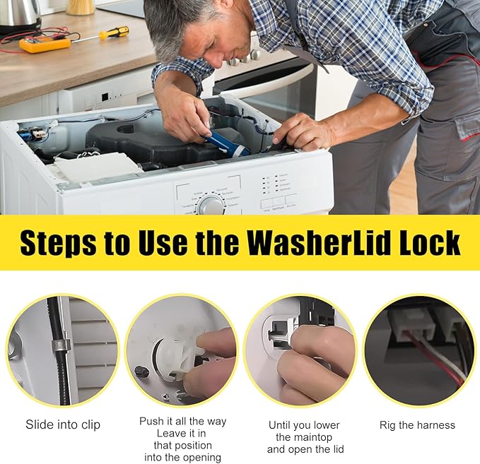 Durable Washing Machine Lid Lock Switch Cable for W11307244 W10682535 W10838613 AP6832601 Lid Latch Accessories
