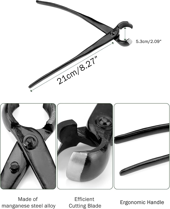 Bonsai Concave Cutter, Bonsai Tools Concave Cutter, 8.4 Inch Manganese Steel Alloy Sharp Blade Round Edge Knob Cutter, Gardening Concave Pruner(210mm / 8.27inch)(210mm)