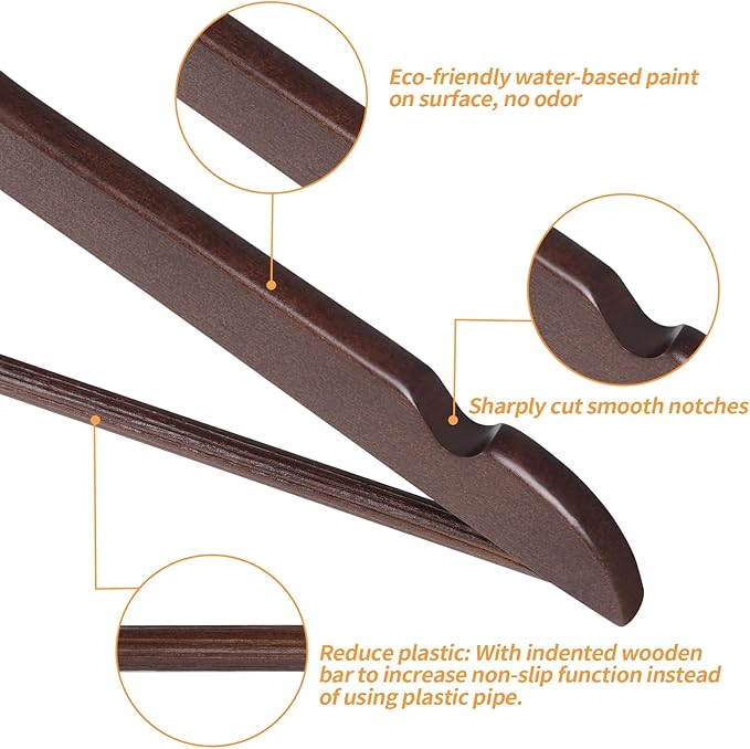 Amazon Basics Durable Wooden Suit Clothes Hangers - Cherry, 20-Pack