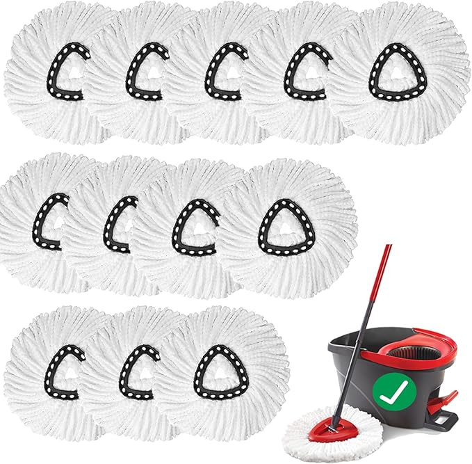 12 PCS Spin Mop Replacement Head,100% Microfiber Mop Refills Head Compatible with Triangle Spin Mop, 360 Degree Micro Spinning Mop Replace Head for Easy House Cleaning Floor Mopping…