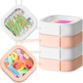Kathfly 4 Pcs Pink White Hair Tie Organizer Portable Hair Accessory Storage Containers Stackable Tie Bobby Pin Holder Home Cotton Swab Dispenser Accessories Jewelry Organizer Box