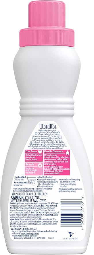 Woolite Delicates Liquid Laundry Detergent for Machine and Hand Wash – Gentle Care for Silk, Wool & Fine Fabrics, 16oz