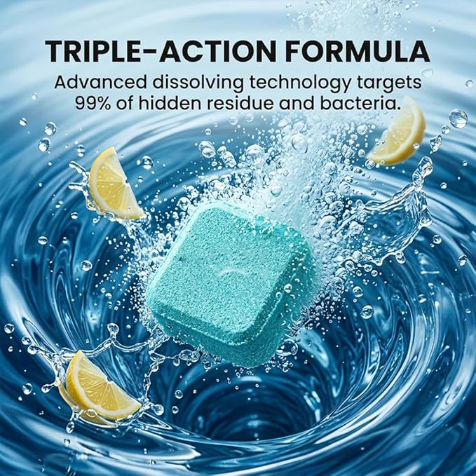 RAINPOT Washing Machine Cleaner for Washing Machines, Universal Compatible with Front Loader & Top Loader, Effective Odor Eliminator, Septic-Safe, 12 Tablets (36 PCS)
