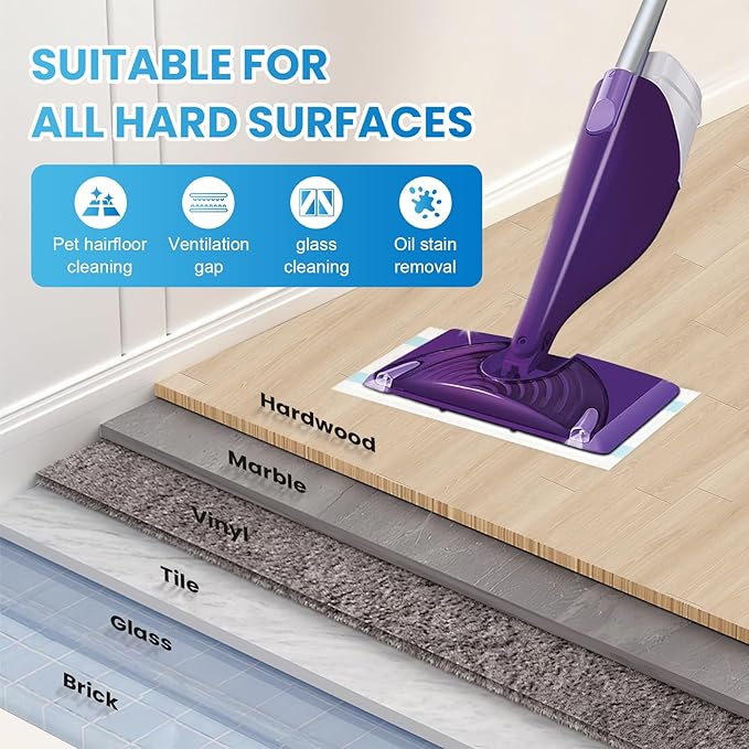 20 Count Wet Jet Pads Refill, Compatible with Swiffer WetJet Spray Mop, Super Absorbent Disposable Cleaning Pads for All Floor Types