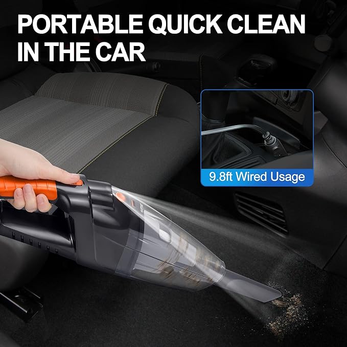 Handheld Vacuum Cordless,Powerful Suction 30Mins Long Runtime, Dust Busters Cordless Rechargeable with Two Washable Filters,Wet and Dry Hand Held Vacuum Cordless for Home, Car or Office