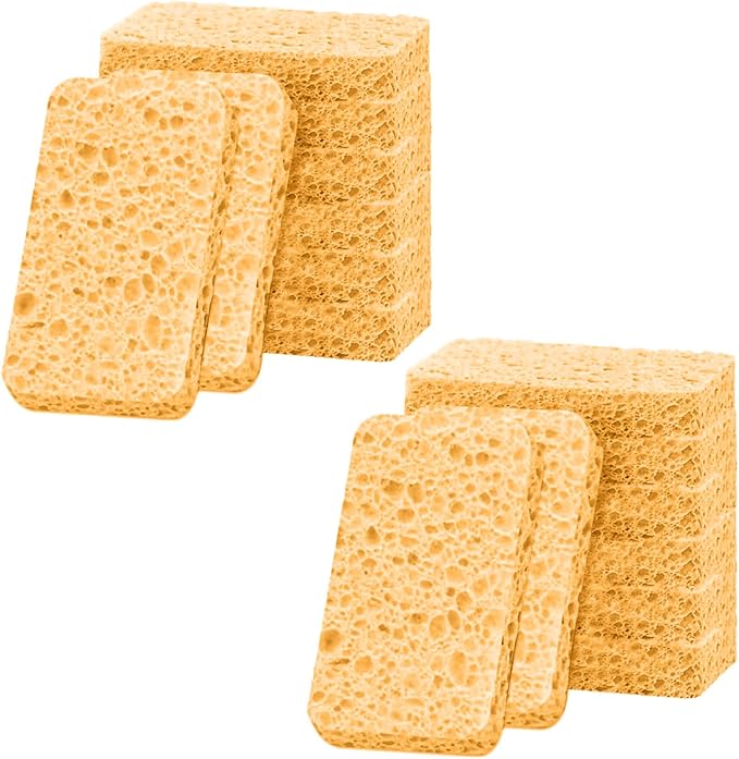 12 - Pack Non-Scratch Scrub Sponges - Sponges for Dishes and Washing Dishes, Cleaning Sponges for Kitchen Home Bathroom Cars, Funny Cut-Outs DIY for Kids (Yellow