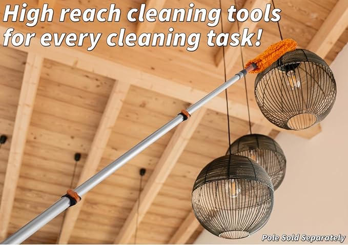 Extend-A-Reach Dusting Kit for Extension Pole or by Hand // Twist on Duster Cleaning Kit includes 3 attachments // Cobweb Brush // Feather Duster and Flexible Ceiling Fan Duster (Pole Sold Separately)