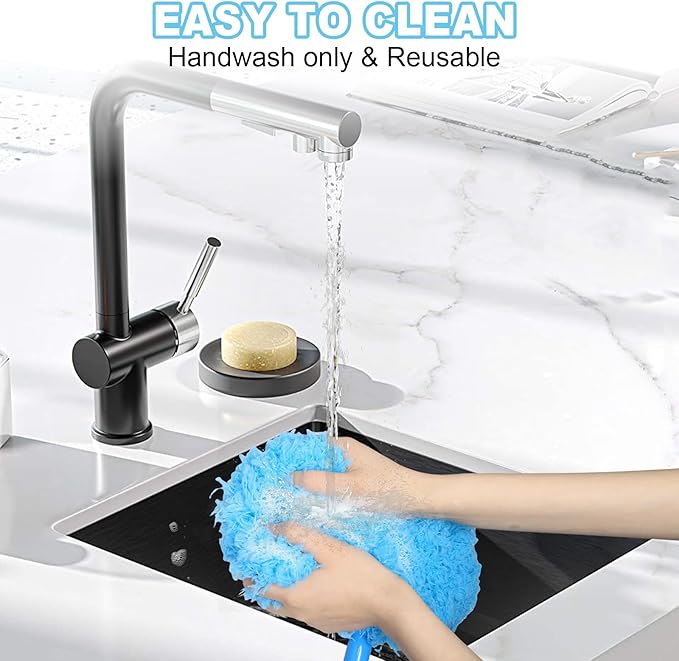 Eunice 13-49.7 Inches Ceiling Fan Duster with Extension Pole, 4-Claw and Round Heads, Adjustable and Removable Fan Cleaner Blade for High Ceiling, Window Door Furniture (Blue)