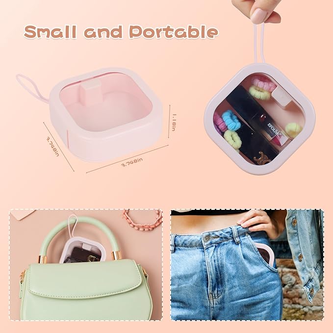 Hair Tie Organizer, Small Portable Hair Accessories Storage Can Be Stackable Or Hung On The Wall, Small Items Holder Hair Tie Organizer for Jewelry Hair Stuff Hair Clip Hair Tie Cotton Swab Desktop