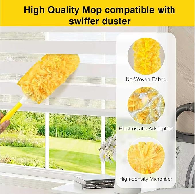 Heavy Duty Duster Refills for swiffer Duster, Disposable Dusters Kit for Cleaning Dusting Furniture Blind Ceiling Fan, Electrostatic Lock-Dust Technology 360 Feather Duster，60 Duster and 1 Handle