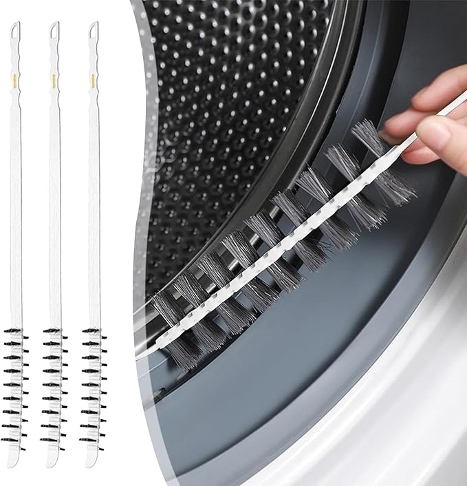 3 Pack Washing Machine Cleaning Brush, Crevice Brush of Drum Washing Machine, Home Essentials Cleaning Brush, Long Coil Brush Washing Machine Brush Stiff Bristle Cleaning Tool (3Pcs White)