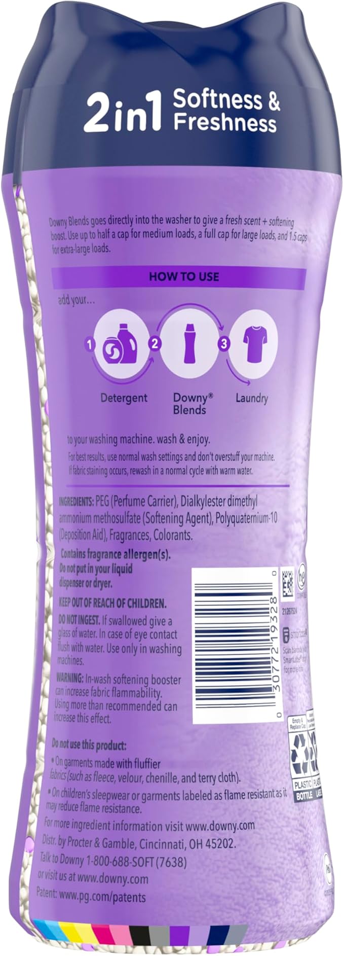 Downy Blends 2-in-1 Soft & Fresh Laundry Scent Booster Beads, Spring Peony Scent, 13.0 OZ, Laundry Softness and Scent Booster