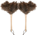 Ostrich Duster Fluffy Natural Feather Dusters with Wooden Handle Cleaning Supplies for Home Office Car (2, 16inch)