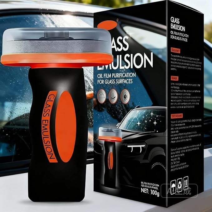 Q4 Glass Cleaner Guard, Multi‑surface Oil Film Cleaning Brush for Auto & Household 𝐆lass – Glass Cleaning Board, G𝐥ass Emulsion Cleaner, Q4 𝐆lass Guard, Oil Film Remover for Car Windshield (1pcs)