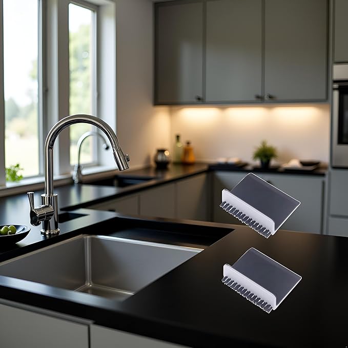 2 Pcs Black Kitchen Sink Squeegee Cleaner Countertop Brush Wiper Vegetable Cleaning Brush Wiper Home Kitchen Tool Fruit and Vegetable Cleaning Brushes Accessories