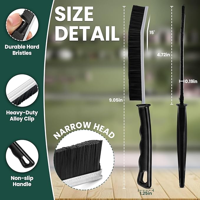 Crevice Cleaning Brush Set – 3Pcs Hard Bristle Cleaning Tools (2 Black & 1 White) for Grout, Tile Floors, Gaps & Narrow Spaces – Small Grout Scrub Brush for Bathroom, Shower, Window Tracks, Kitchen