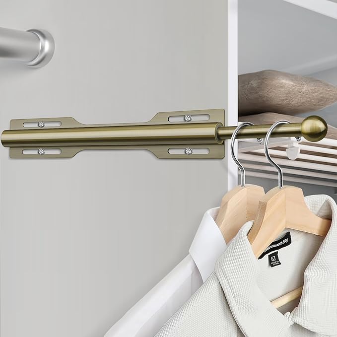 FIRJOY 12" Valet Rod for Closet Pull Out (2 Pack, Antique Brass)