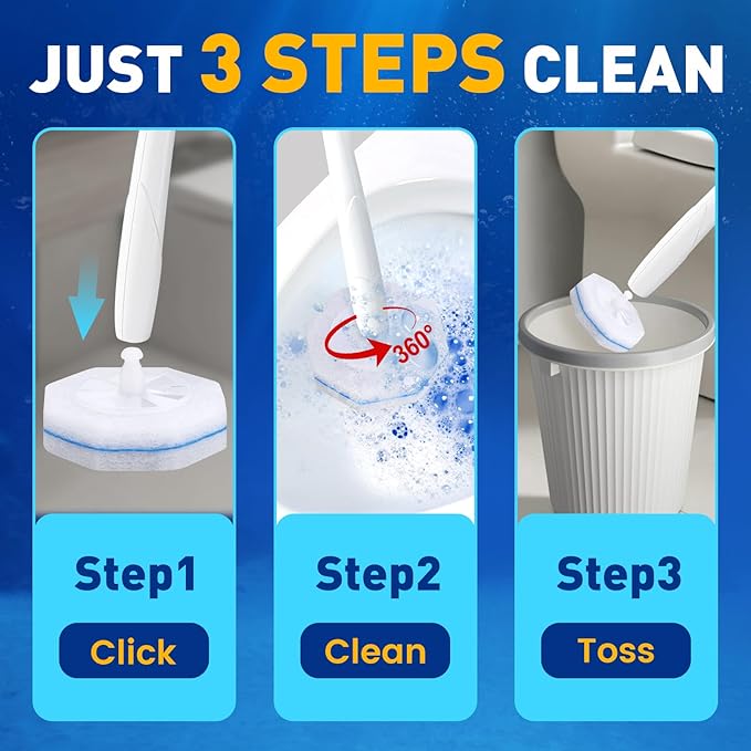Toilet Brush Refills, Disposable Toilet Bowl Cleaner Refills for Toilet Cleaner Wand, Single-Use Hygienic Scrubber Pads, 150 Count