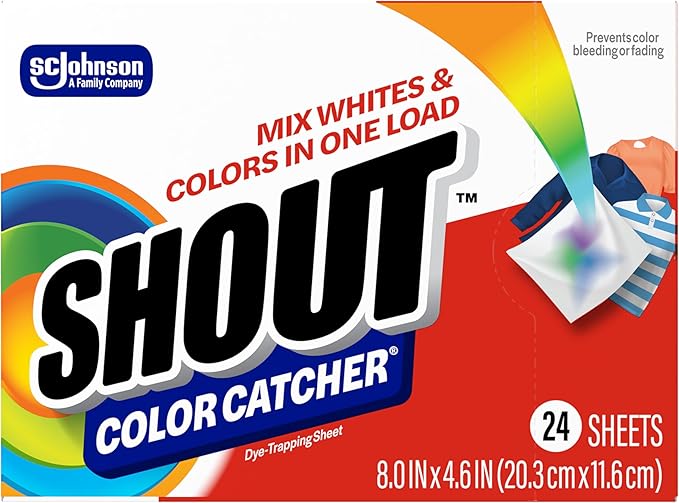Shout Color Catcher Sheets for Laundry, Allow Mixed Washes, Prevent Color Runs and Maintain Original Clothing, 24 Count (Pack of 1)