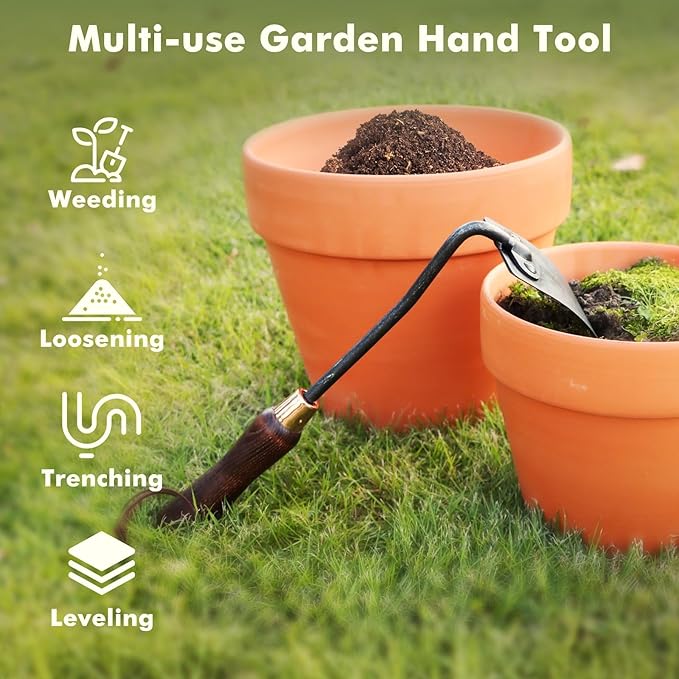 RESTMO Heavy Duty Hoe Garden Tool, Suitable for use on Hard Soil, Thickened Garden Hoe for Weeding, Loosening Soil, Ideal for Flower beds, Vegetable Gardens