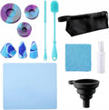 Enhon 13 Piece Glass Cleaning Kit, Reusable Glass Cleaner Kit with Cleaning Plugs & Caps, Silicone Bottle Brushes, Cleaner, Mat, Folding Funnel, Storage Bag & Towel, Effortless Washing & Easy Storage
