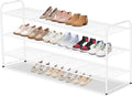 AOODA Long 3 Tier Metal Shoe Rack for Closet Wide Stackable Shoe Storage Organizer for Entryway, Bedroom, Floor, 24-Pairs Men Sneakers Boot Shelf with Wire Grid, White