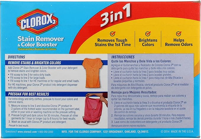Clorox 2 Laundry Stain Remover and Color Booster Powder, 49.2 Ounce (Pack of 2)