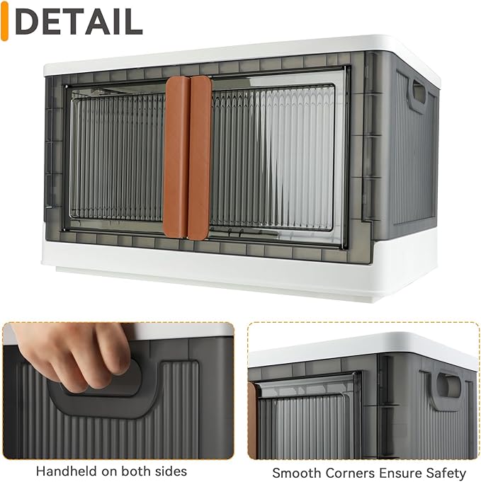 Storage Bin, Cabinet with Lids, Extra Large, Useful Box, 19 Gallon (72L) Capacity, Foldable, Plastic, Underbed or Countertop Use, Home Organizer