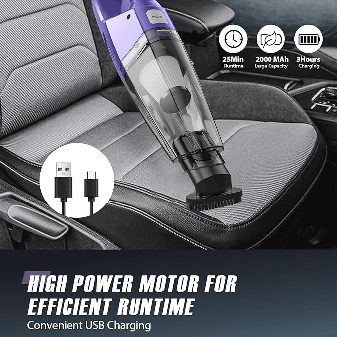 Bossdan Handheld Vacuum Cordless – Car Vac Portable with 8KPA & Multi Accessories & Low Noise, Lightweight Hand Held Vacuum Cordless Rechargeable for Car/Home/Dust/Pet Hair, Mine Portable Vacuum